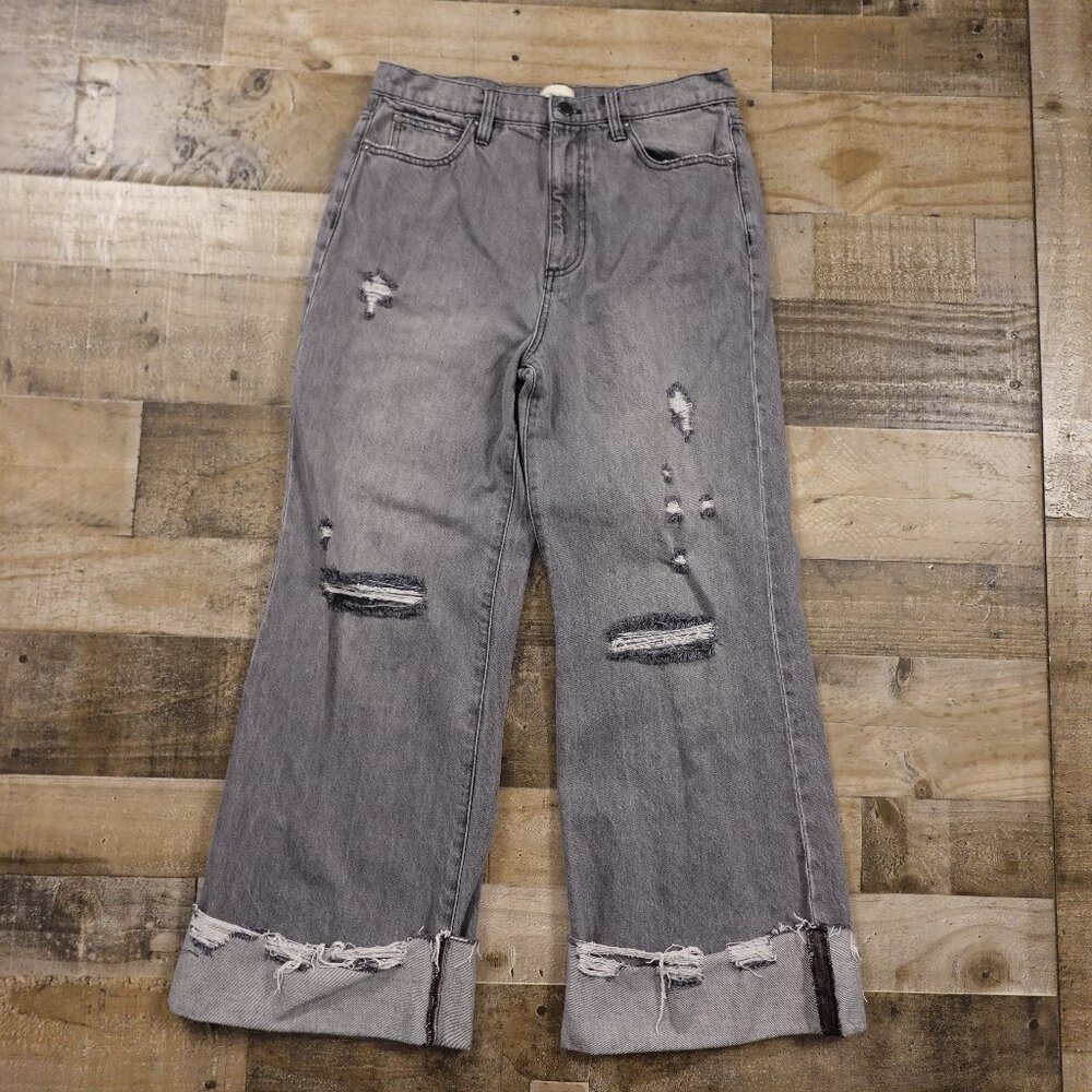 Alice + Olivia Jeans Amazing High Rise‎ Boyfriend Jeans Raw Hem Cuff Women's 30